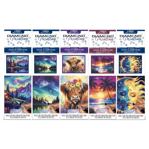 ArtSkills Diamond Painting Kit with Over 12,500 Gems - 5 Unique Designs -  14" x 10" Canvas Diamond Art Set - Perfect for Crafting Enthusiasts