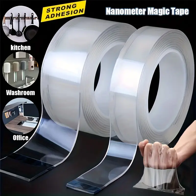 Double-Sided Adhesive Tape, Nano Tape, Transparent Adhesive Tape, Traceless Adhesive Tape, Removable, Washable, Reusable, Suitable for Carpets, Photo Walls bathroom supply adhesive strip
