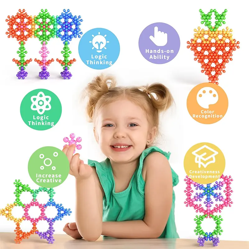 Plum Blossom Interlocking Building Blocks Set - 100PCS Bright Hues Connecting Blocks, STEM Learning Toy for Kids Ages 3+, Fit for Small Hands, Ideal for Playrooms & Travel Bags, Creativity Development