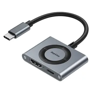 RayCue 2-in-1 USB C Hub, to HDMl Adapter with HDMl4K@60Hz& 100W PD Charging - for Laptop,MacBook,IPad (UsB-C),iPhone 15/16/17,Tablets, switch connectivity micro hub dongle mover gaming keyboard usb-c port creamy keyboards creamykeyboards recliner switches