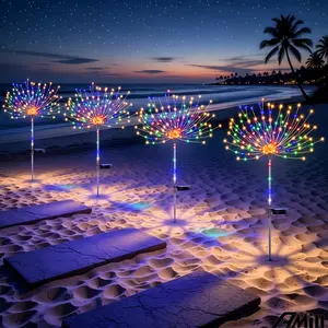 Solar Fireworks Lights LED Starburst String Lights, Outdoor Decoration Light, Adjustable 8 Flash Modes, Smart Light Sensor, Ideal for RV Camping Wedding Christmas