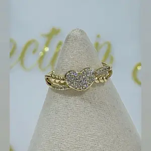 Heart Ring #0119 14k Laminated Gold Hypoallergenic 3 Layers Protection Lovely Design Daily Use Jewelry