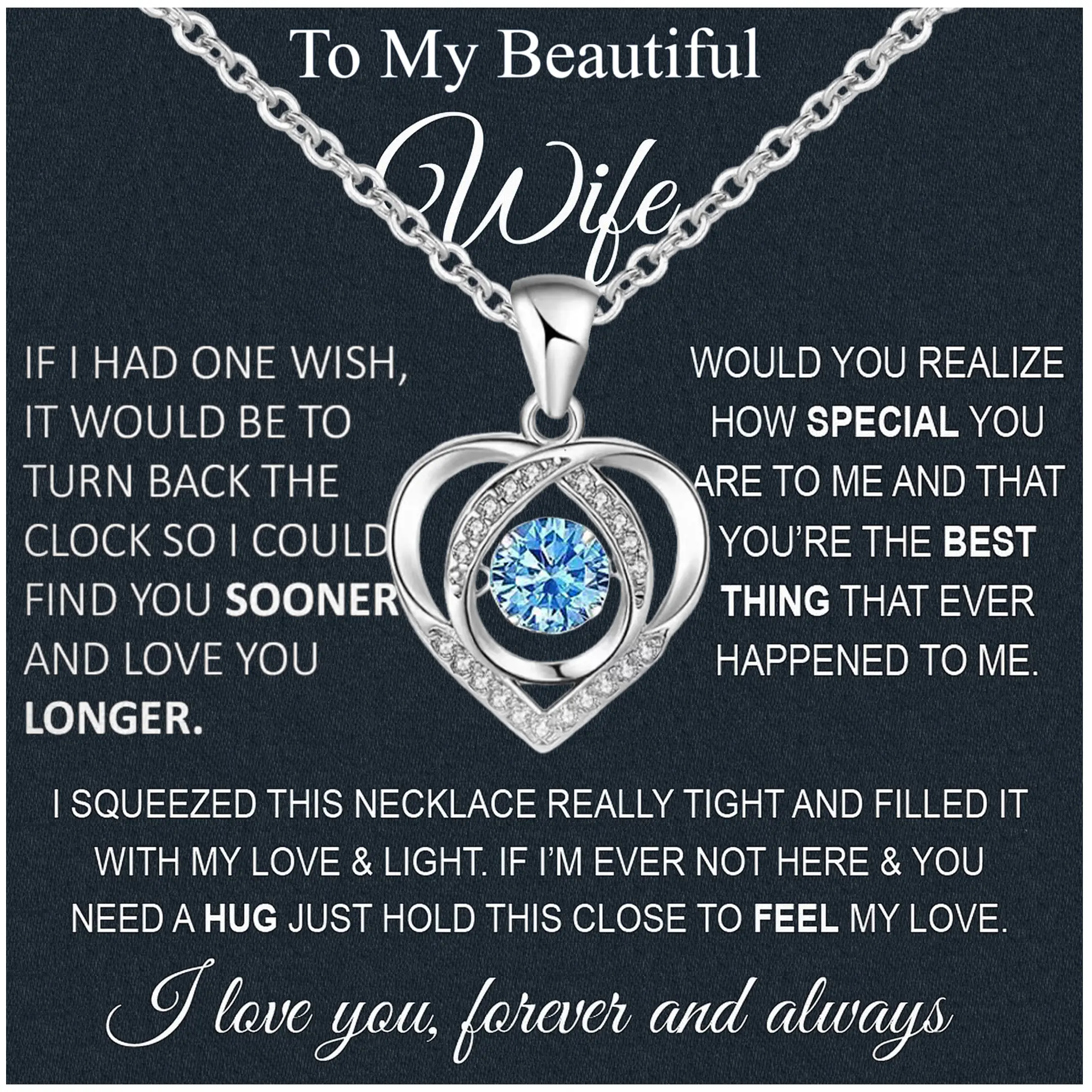 Wife Necklace From Husband To My Wife Necklace Soulmate Necklace For Women Future Wife Jewelry Birthday Gifts For Girlfriend  Message Card and LED Box
