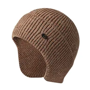 Winter Beanie Hats for Men Outdoor Stretchy Knit Ski Caps with Earflap Windproof-Warm Daily Headwear Knitted Thermal