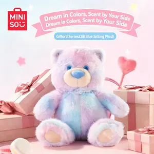 MINISO Gifu Family Series Iridescent Blue Seated Teddy Bear – Cute Teddy Bear Figurine, Birthday Gift for Friends