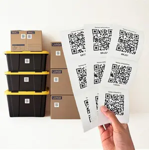 AI PackNFind Smart QR Code Stickers for Moving & Storage 48 White 3x3 Inch Writable Box Labels with Free App 1000 AI Scans for Home Office Organization