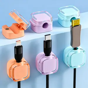 UFORU Magnetic Cable Clips, Adjustable Cord Holder Management, Adhesive Wire Keeper Organizer for Home Office Desk Phone PC Car Wall Desktop Nightstand Appliance (24-Pack Crystal Multicolor)