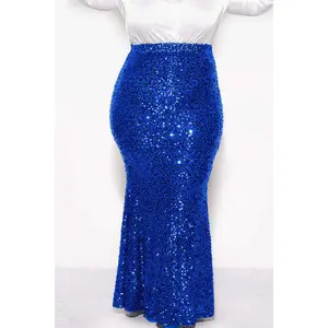 Final Sale Plus Size Sequin Skirt in Royal Blue