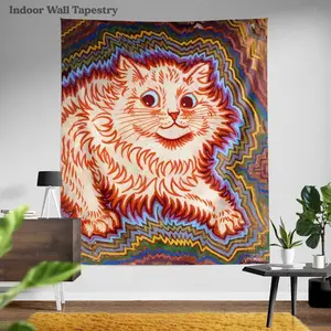 Psychedelic Cat Wall Tapestry: Louis Wain Trippy Art Decor Psychedelic Cat Wall Tapestry: Louis Wain Trippy Art Decor