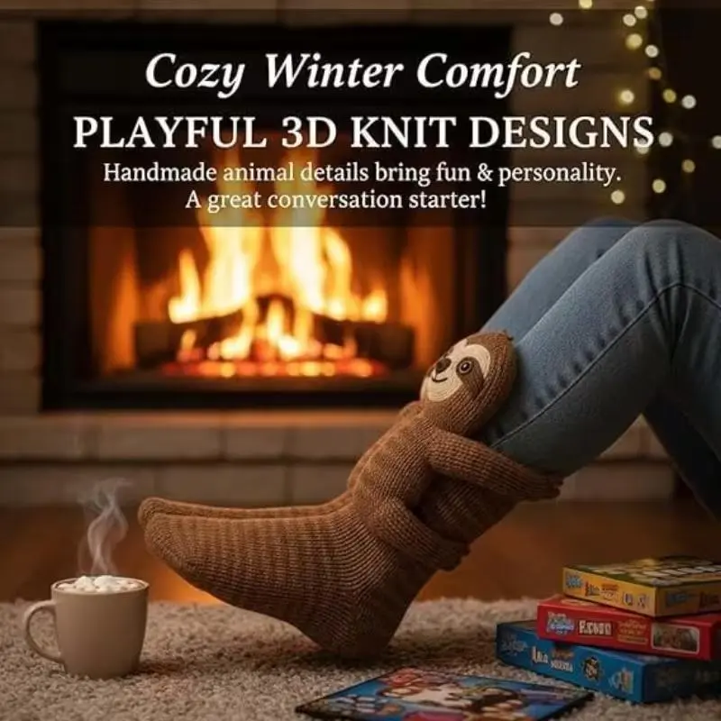 Funny Socks Knitted 3D, 3D Animal Socks, Winter Warm Thick Funny Animal Socks, Holiday Costume, Festival Gift, Weird Style, New Design, Christmas Gift