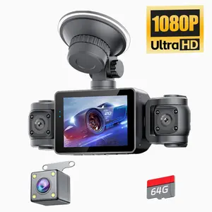 360 Degree View 4 Channel Dash Cam for Cars, Drive Recorder Car Cameras Front and Rear Inside Left Right for Cars, 2.4" Screen Dashcams with IR Night Vision, Loop Recording, G-Sensor, 24H Parking Mode Monitor