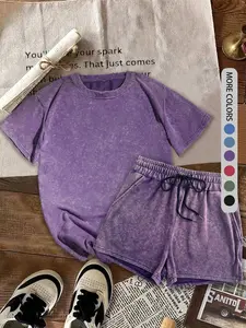 Two-piece Set Women's Solid Color Short Sleeve Tee & Shorts, Casual Minimalist Fitted Round Neck T-shirt & Shorts, Summer Daily Clothes Set for Ladies Outdoor Holiday, Womenswear, Athletic Activewear