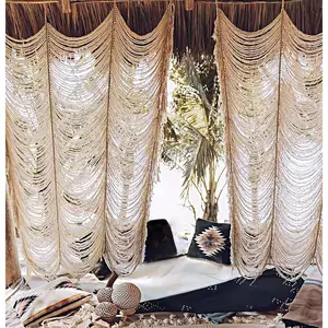 Macrame Curtain Boho Curtain Doorway Window Wall Decor Fiber Yarn Art Craftsmanship Bedroom Headboard Decor,59" W x 75" H(1 Panel)
