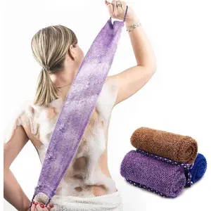 3-Pack African Net Sponge Bath Scrubbers, Upgraded Nylon Stretchable Exfoliating Washcloths with Handles, Body & Back Shower Accessories for Sports Use