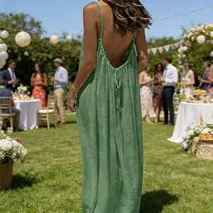 Women Solid Color Casual Cami Dress Sleeveless Summer Style Soft Comfortable Fabric Fashion Wear for Beach Trips Holiday Daily Casual and Outdoor Activities