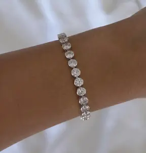 EVRY JEWELS Gold or Silver Plated Women's High-Shine Tennis Bracelet