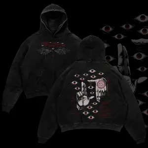 Alucard The Wings Hellsing Retro Vintage Unisex Oversize Anime Manga Acid Washed Heavyweight Cotton Hoodie, Anime Merch, Gift For Anime Fan