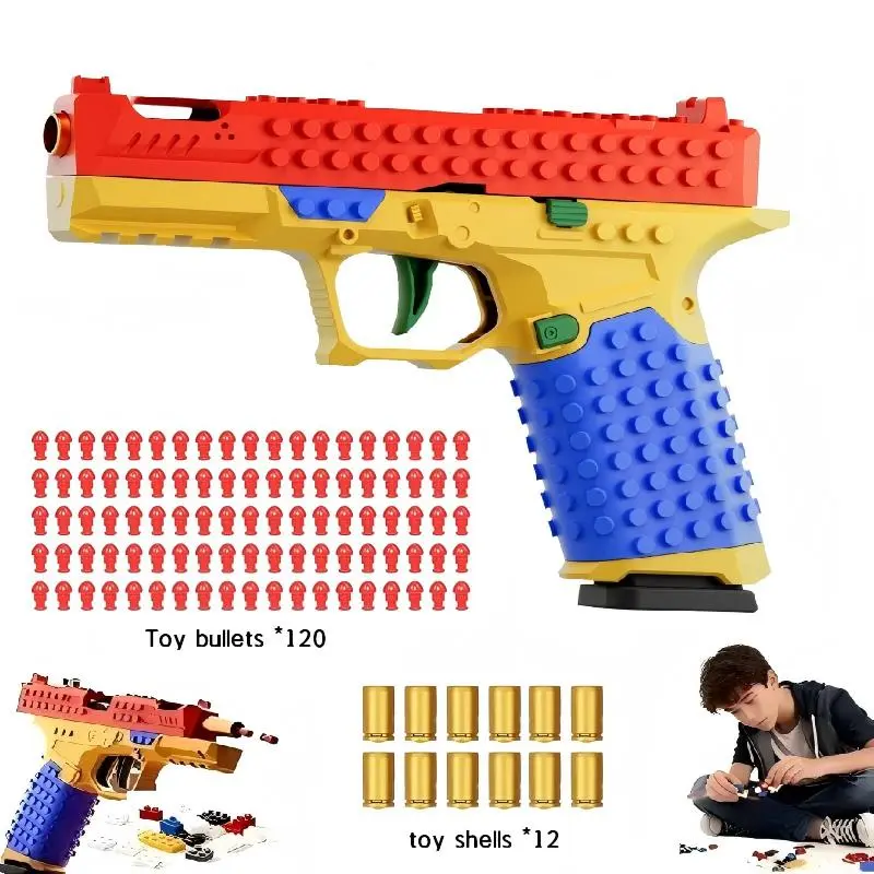 Tactical DIY Building Block Grip Set, Vibrant Color 1911 Model Toy Gun,Fun Building Block Kit with Display Stand , Creative Building Grip Kit,Suitable for rich team activities, Holiday gifts for children, fully automatic without loading
