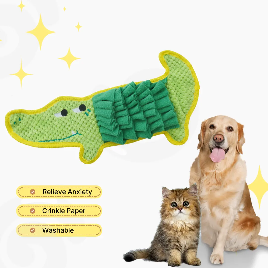 Crocodile-shaped Snuffle Mat: Engaging Pet Puzzle for Happy Snacking!– Slow Feeding Interactive Nosework Toy, Anxiety Relief squeaky  toys  dog