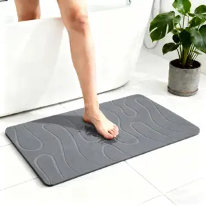 Diatomite Stone Bath Mat Pad, Fast-Drying Non-Slip Minimalist Modern Decor for Bathroom, Super Absorbent, Easy to Clean, 16"x24" Gray, Multi-Use for Pet Care & Plant Pot Placement