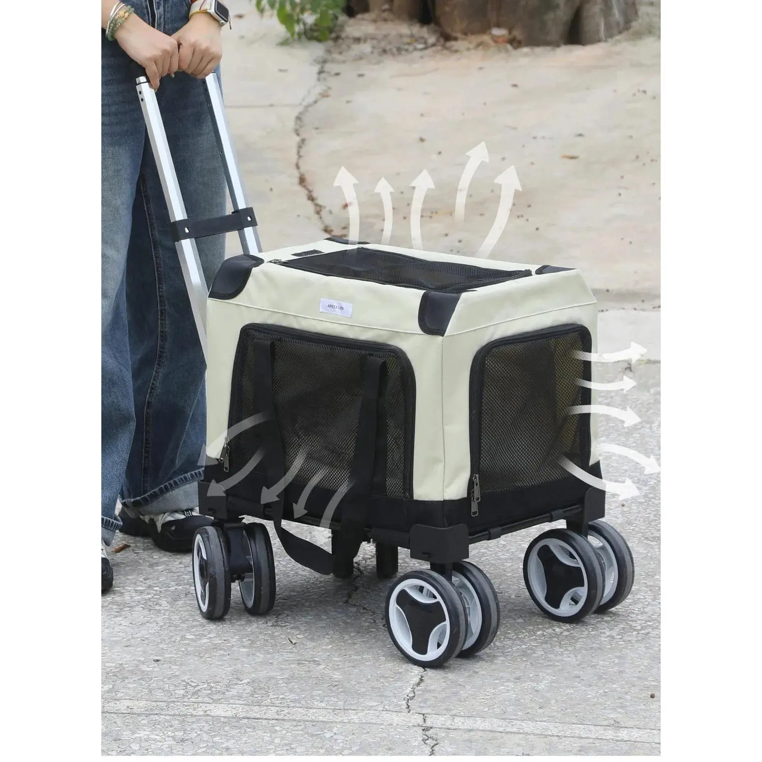 Foldable Pet Trolley Carrier | Rolling Cat & Dog Travel Bag |  Fashioned Furbabies