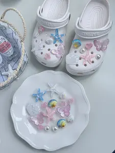 Set of 16 Starfish Shell Flower Shoe Clips, Multifunctional Ladies Sandals Slippers Beach Bag Accessories, Shoe Charms, Perfect Gift for Holidays Birthdays Parties