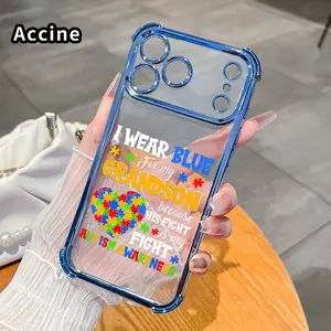 Phone Case for iPhone 17 Pro Max 16 15 Plus Air 14 13 12 11 E Autism Grandson Love Pattern Four-corner Thickened Anti-drop Protective Silicone Cover Gift