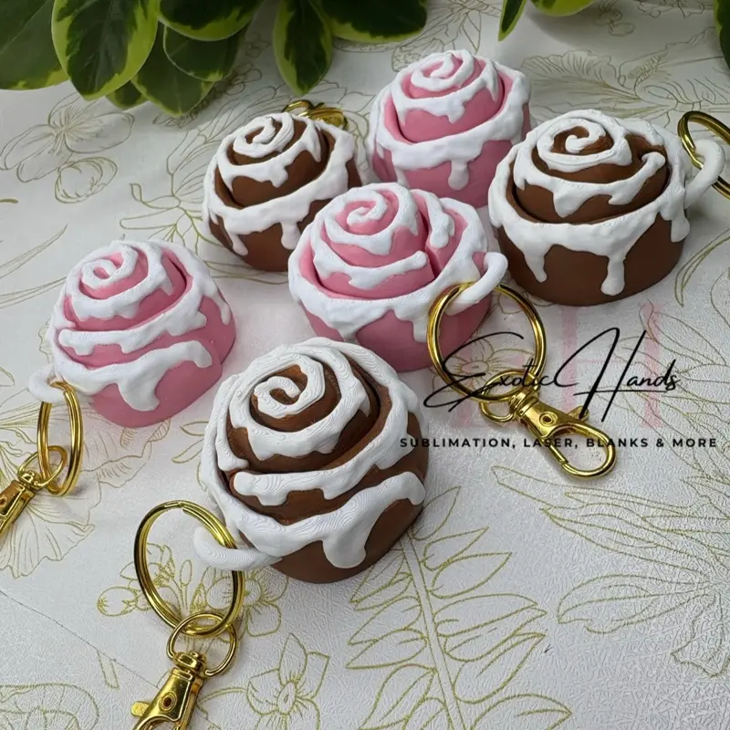 Cinnamon Roll Fidget Keychain Clicker Stress Relief Toy - Casual Design with Gold Lobster Clasp for Backpacks & Purses