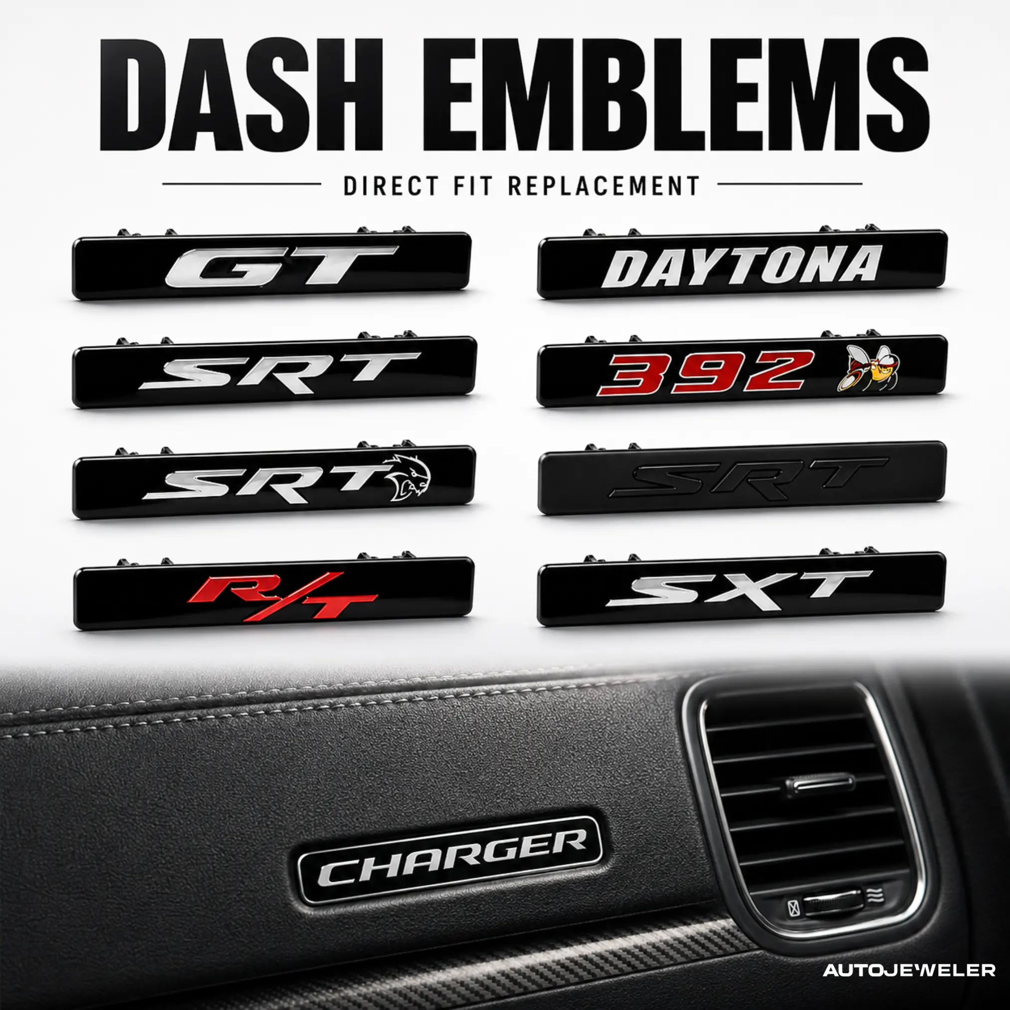 Custom Charger Interior Dash Emblem Badges- SRT | Hellcat | 392 | Daytona Car Decorative Sticker Car Decoration