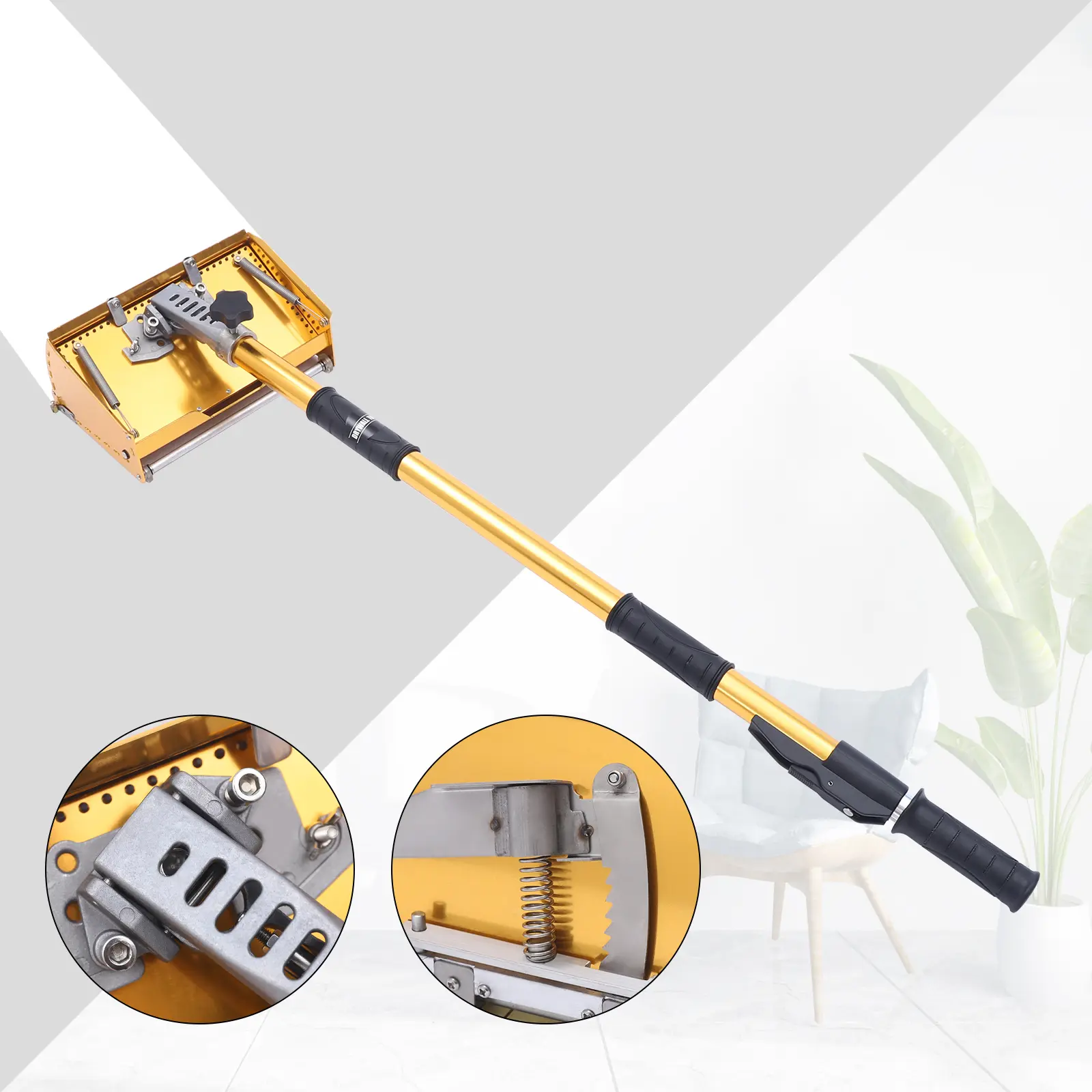Professional Adjustable Drywall Flat Finishing Box Tool with 5-Position Extension Pole, Angle-Adjustable Putty Type Scraper Head for Wall & Ceiling Smoothing, Plaster & Drywall Board Scrapers for Home Renovation & Taping, Plaster Scrapers