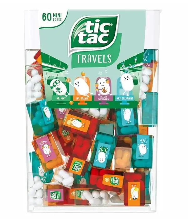 TIC TAC Box with 60 Mini Boxes (Mint, Orange, Spearmint, Peach and Passion fruit) 234g by Tic Tac