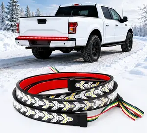 Fishbone LED Tailgate Light Bar, Car Warning Light, IP67 Waterproof Sequential Turn Signal Brake Light, Flexible Tailgate Lamp with Strobe Effect, Fit for Pickup, SUV, RV and Trailer