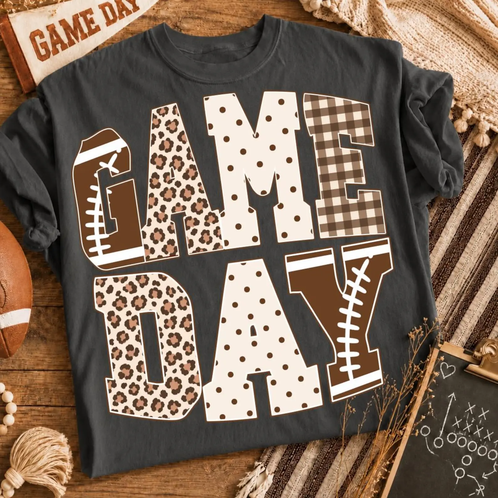 Comfort Colors Retro Game Day Shirt, Football Leopard Shirt, Football Mom Club Coastal Shirt, Fall Football Dots Gingham, Football Checkered