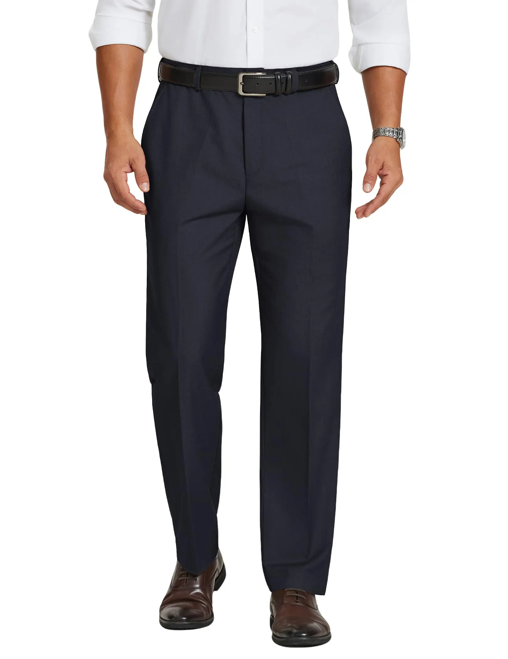 COOFANDY Mens Formal Wear Dress Pants - Classic Fit, Flat Front, Expandable Elastic Waist, Straight Slacks, Viscose Fabric, Menswear Bottoms, Pockets, Workwear, Zipper, Polyester, Plain, Suit, Button, Regular Fit, Business, Multi-Size, Dry Clean, Premium,