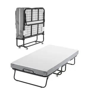 VEVOR Rollaway Bed, 38 inx 75 in Folding Bed with 5 in Mattress, Twin Size Foldable Bed with Sturdy Metal Frame Memory Foam Mattress, Portable Twin Away Bed with Mattress, for Adults, Guest