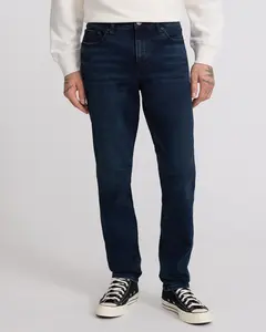 Express Menswear Traditional Belt-Equipped Button High-Stretch Slim Fit Dark Wash Men's Jeans