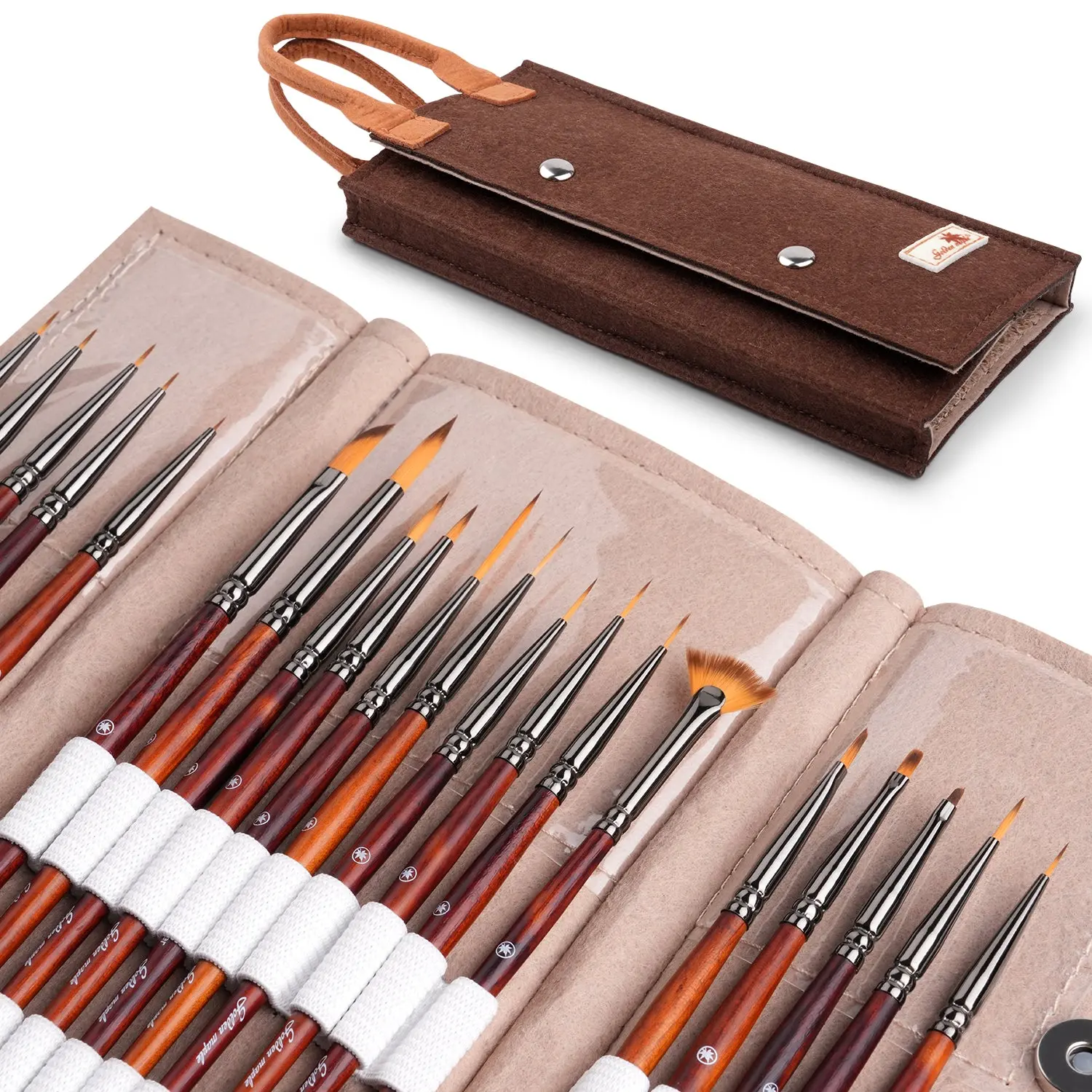 20pcs Nylon Detail Art Brushes Painting Tools Kit - Comfortable Grip Mini Painting Supply Sets (Round, Liner, Spotter, Flat, Angle & More), Brush Kit Painting Supply Sets