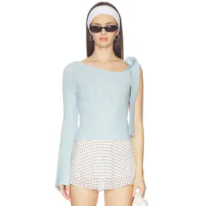 MAJORELLE Belle Bow Tie Sweater in Baby Blue