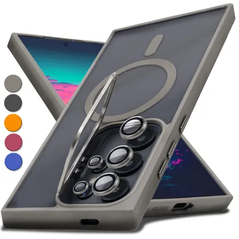 For Samsung Galaxy S26 Ultra S25 Plus S24 S23 Ultra Clear Case, Camera Frame Kickstand, Free Camera Lens Protector Shockproof Cover