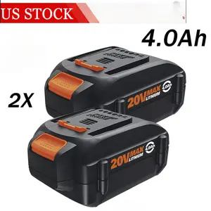 High efficiency 2X New 4.0Ah 20V For Worx WA3520 WA3578 Power Share Battery WA3525 WA3575 Li-I