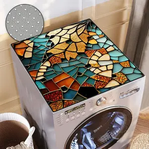 Anti-Slip Washer or Dryer Top Mat Covers, 23.6" x 20" Colorful Glass Design Washing Machine Top Protector Dust-Proof Cover, Washer or Dryer Top Protector Covers for Home Laundry Room Kitchen