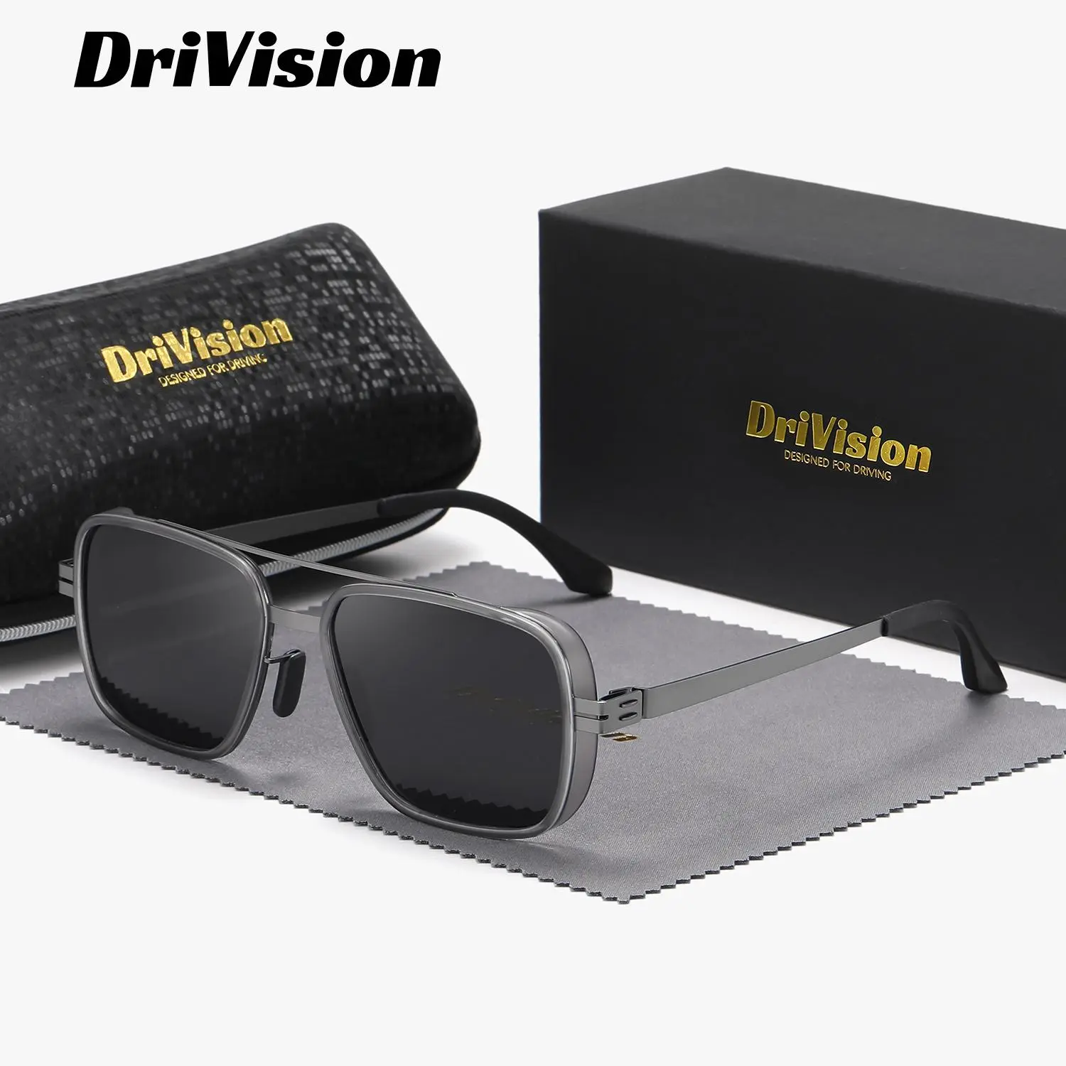 Drivision Unisex Fashion Rimless Polarized High-End Craftsmanship Sunglasses Outdoor Activities Square Sunglasses minimalist sunglasses UV400