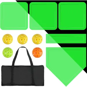 Baseball & Softball 5 Piece Base Set, Rubber Field Bases for Kids & Adults, with 5 Piece Training Balls and Storage Bag, Throw Down Base for Backyard Tee-Ball, School Kickball Practice