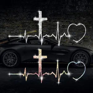 Reflective heart-shaped pattern stickers, Car Decals, Car Vehicle Decoration, Car Decorative Sticker, Automotive Decoration, Automobile Decals, suitable for use on cars, motorcycles, laptops, and glass decorations.