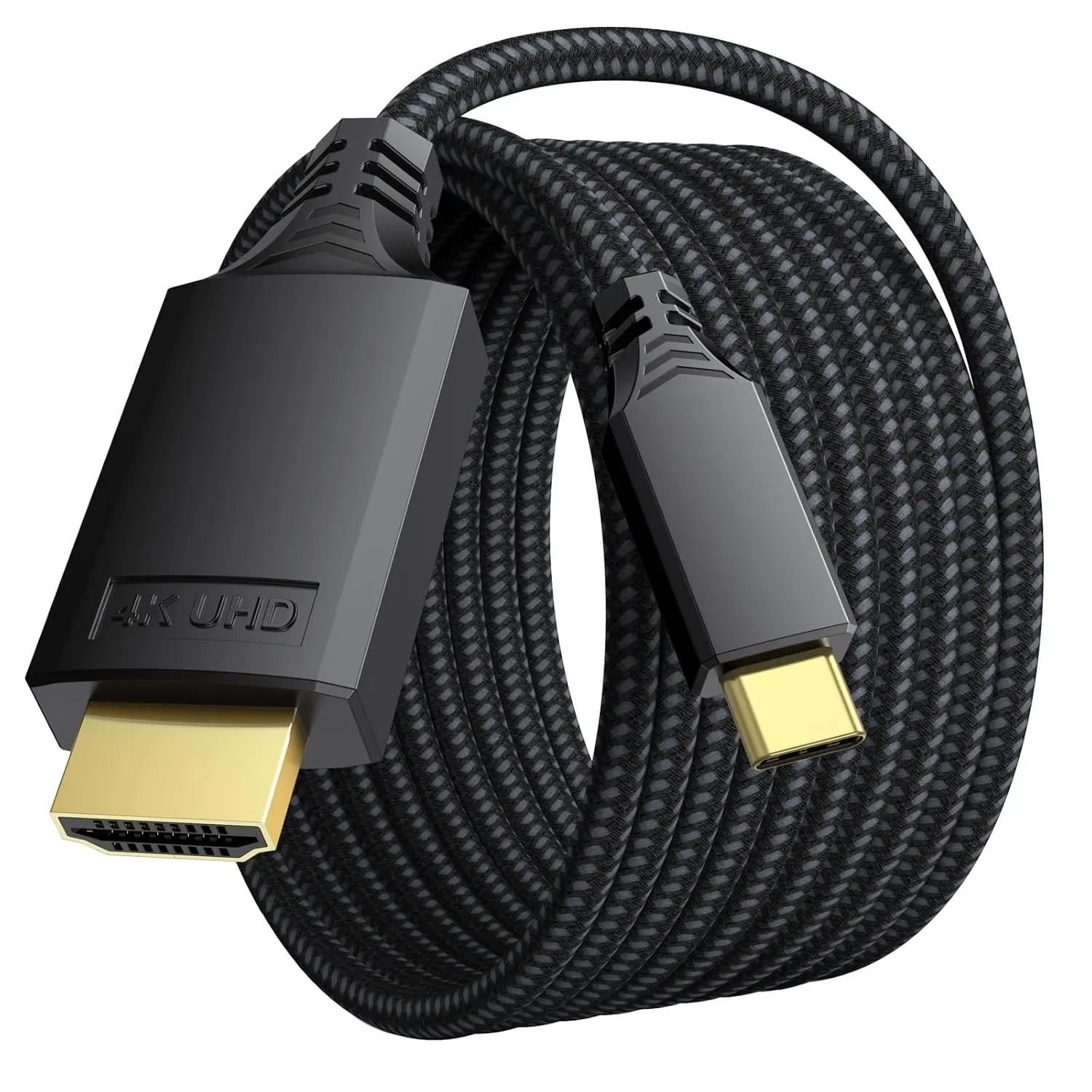 USB C to HDMI  10ft Long, [Audio&Video Sync] 4K@30Hz 1080P@120Hz Type C to HDMI1.4 Cord for  15/16 Series Galaxy S23/S24/S25 Laptop MacBook Pro iPad  TV Projector