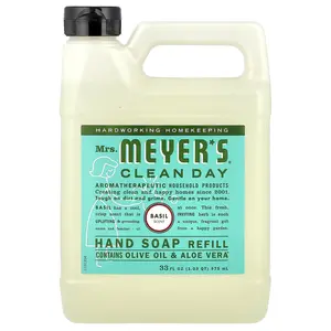 Mrs. Meyers Clean Day Hand Soap Refill, Basil, 33 fl oz (975 ml) Mrs. Meyers Clean Day Hand Soap Refill, Basil, 33 fl oz (975 ml)