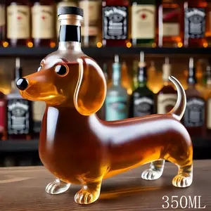 High Borosilicate Glass Dachshund Whiskey Bottle, Airtight Infuser Jar for Home and Bar Decor, Perfect Gift for Whiskey Lovers, Stylish Drinkware