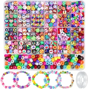 1200 Pcs Polymer Clay Beads Bracelet Making Kit, 25 Style Animal Fruit Flower Butterfly Bunny Pony Letter Beads Charms for Jewelry Making, DIY Art and Crafts Toys Gifts for 4+ Year Old Kids