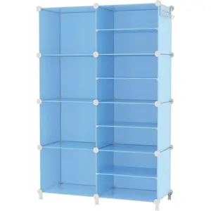 Closet Organizer 8 Cube Storage Shelves Closet Storage Clothes Organizers Stackable Cubby Shelving for Closet Bedroom Living Room Blue