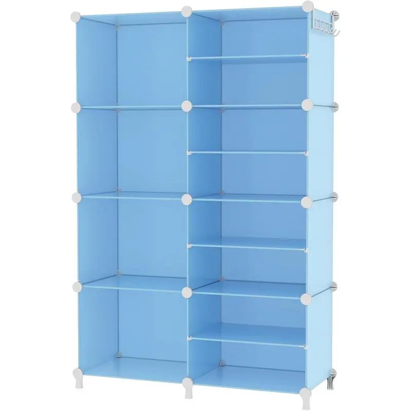 Closet Organizer 8 Cube Storage Shelves Closet Storage Clothes Organizers Stackable Cubby Shelving for Closet Bedroom Living Room Blue